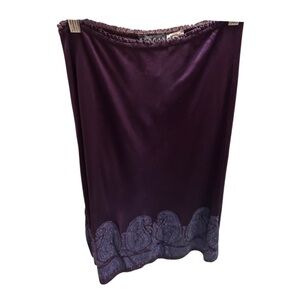 nwt dark purple glitter paisley midi skirt lace elastic waist